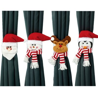 【cw】 Creative Santa Claus Elk Snowman Curtain Buckle Tieback Christmas Holder Ornaments for Home New Year Party Decorations