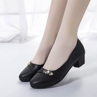 Zapatos Zama Women Cute Black Pu Leather High Quality Square Heel Shoes Lady Beige Office Spring &amp; Autumn Cute Shoes E9643