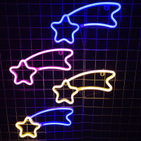 New Style Meteor Stars Led Neon Light Shooting Star Neon Sign Night Lamp Wall Hanging Neon Lamps Home Decor Birthday Gift