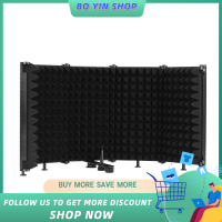 Microphone Isolation Shield Portable Tabletop Sound Absorbing Foam Reflection Filter Mic Soundproof Shield with 3/8-inch Female to 5/8-inch Male Screw Adapter for Audio Recording Singing Studio (5-Panel)