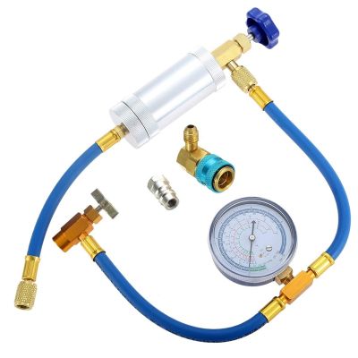[HOT XIJXEXJWOEHJJ 516] Air Conditioner A/c Oil Injector Tool R134A Low Side Quick With Gauge Refrigerant Inflation Hose R12 R134A Adapter