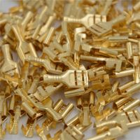 100pcs/lot Gold Brass Car Speaker Electric Wire Connectors Set Female Crimp Terminal Connector 4.8mm/6.3mm