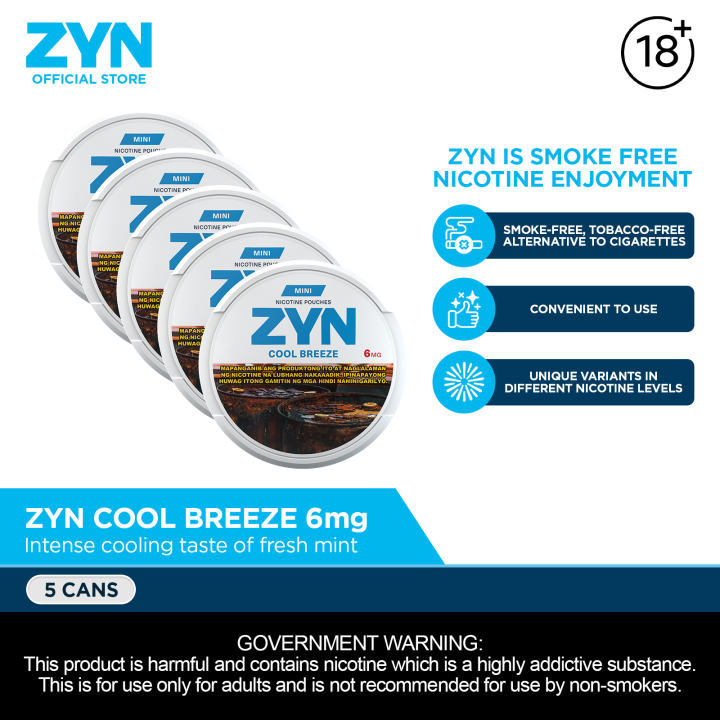 ZYN Cool Breeze Intense Cooling Taste of Fresh Mint 6mg (5 cans ...