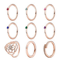 Rose Gold Bridal Sets Wedding Bands Finger Rings For Women Crystals Zircon Stones Solitaire al Heart Overlapping Fine Jewelry