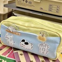 Rugged And Practical Stationery Bag Puppy Storage Bag Canvas Printing Pencil Box Car Line Neat Large Capacity Pencil Case