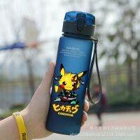 【CC】✑  560ML water cup childrens portable plastic cartoon Pikachu outdoor large-capacity sports kettle for men and women