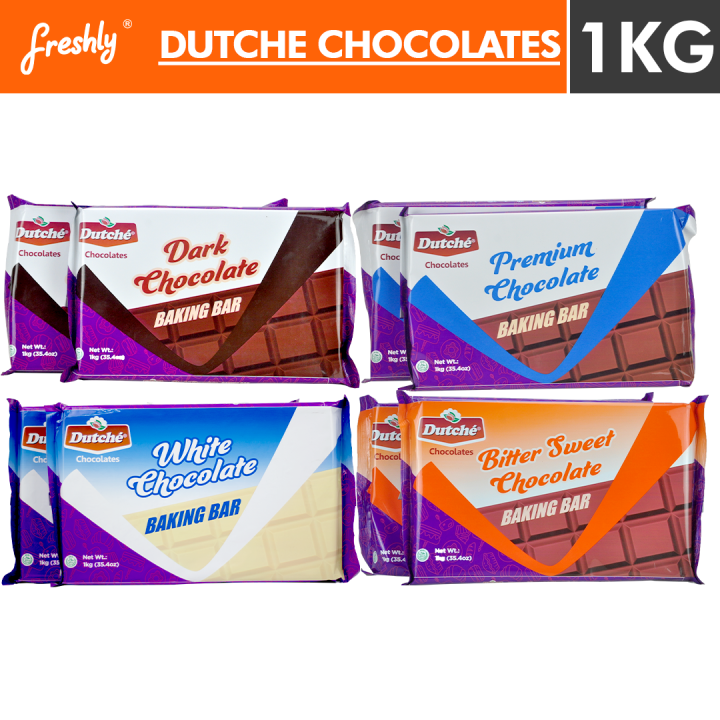 Dutche Chocolate Baking Bar 1kg White Chocolate, Dark Chocolate