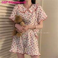 Agafgadf Conjunto De Pijamas Coreano Cereja พารามัลเฮอร์ชุดนอน Loungewear Algodão Fêmea Fofo Verão 2 Peas 2023