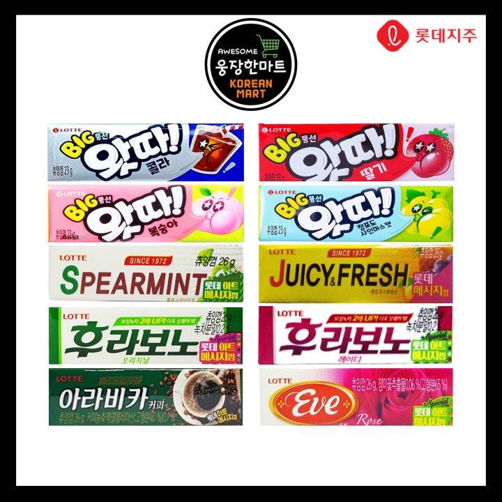 Lotte Spearmint/Juicy&Fresh/Flavono/Lady Gum/Arabica/Eve/Cola ...