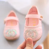 Giày Công Chúa Hàn Quốc, Giày Da Cho Bé Gái Giày Trẻ Sơ Sinh Trẻ Mới Biết Đi Giày Đi Bộ, 10 Tháng Thời Trang Đáy Mềm Non-Slip 0-1-2 Năm Tuổi