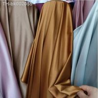 ☇∈❣ High-density Matte Micro-stretch Satin Fabric By The Meter for Clothes Dresses Cheongsam Sewing Plain Blue Red Soft Drape Summer