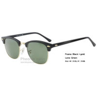 Classical Half-Rim Style Sunglasses Black Tortoise Acetate Metal frame Glass lens 49 51 size unisex summer dress fashion