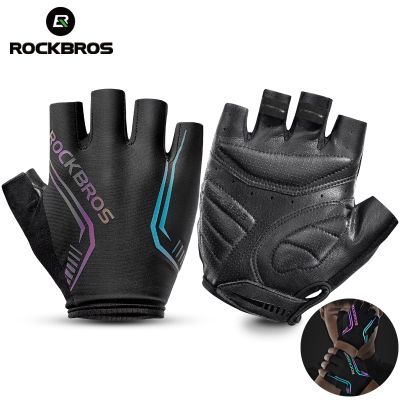 hotx【DT】 ROCKBROS Cycling Gloves Half Men MTB Road Shockproof Breathable