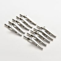 10pcs Stainless Steel single prong Alligator Crocodile Electric Test Clips Cable Lead Screw Probe Clamps Silver Tone