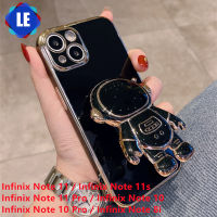 สำหรับ Infinix Note 12 Pro G96 / Infinix Note 11 / Infinix Note 11S/Infinix Note 11 Pro / Infinix Note 10 / Infinix Note 10 Pro / Infinix Note เคสโทรศัพท์8i หรูหราไฟฟ้านักบินอวกาศ Soft TPU ปลอก + ที่วางโทรศัพท์พับได้