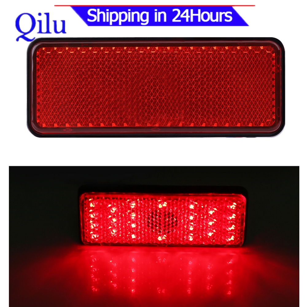 Universal Motorcycle Scooter Moped Waterproof and Weatherproof Rectangle LED Reflector Tail Brake Light Stop Lamp Red 