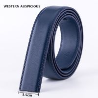 【CC】 AUSPICIOUS-Cinto de couro genuíno para homens sem fivela automática azul vermelho café marrom 35 cm