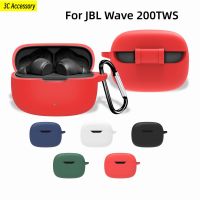 For JBL Wave 200TWS Case Solid Color Earphone Cover fundas for jbl 200 Soft Shockproof Silicone hearphone Accessories with hooks Wireless Earbud Cases