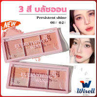 Wisell บลัชออน อายแชโดว์ ไฮไลท์ เนื้อมุกธรรมชาติ 3 สี 3 ช่อง เนื้อฝุ่น ประกายชิมเมอร์ Blush Eyeshadow