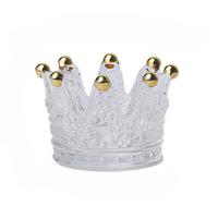 Beauty Candle Holder Embossed Glass Displayer Holder Crown Shape Jewelry Storage Tray