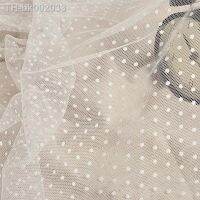 ❒❄❀ 1Yard Long 150cm Wide White Flocking Polka Mesh Tulle Fabric High Quality Bridal Dress Wedding Decoration Black Dotted Fabric