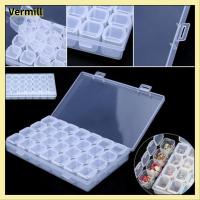 VERMILL 28 สล็อต พลาสติก ชัดเจน เครื่องประดับ เล็บ Rhinestones Organizer กล่องเก็บของ เคสลูกปัด