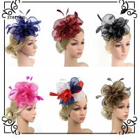 STATTAXI ผู้หญิงสาว การแข่งขันรอยัลแอสคอต หมวกยอดนิยม fascinators ที่คาดผมตาข่ายดอกไม้ หมวก fascinator งานเลี้ยงน้ำชาค็อกเทล ที่คาดผมดอกไม้ขนนก หมวกกันน็อก