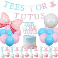 การตกแต่งเปิดเผยเพศของกอล์ฟ Cheereveal,Tees หรือ Tutus Banner Golf Banner หูกระต่ายลูกโป่งสีชมพูฟ้าที่แต่งหน้าคัพเค้กสำหรับเด็กชายหรือเด็กหญิงลูกกอล์ฟทารกฝักบัวเปิดเผยเพศอุปกรณ์ปาร์ตี้