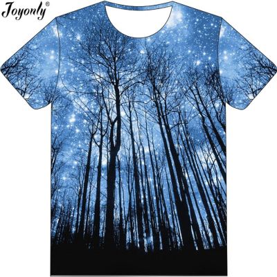 Joyonly Boys Girls 3D Printed T-shirt Blue Galaxy Tree Star Night Brand Design T shirt 2022 Summer Children Cool Clothes Tops