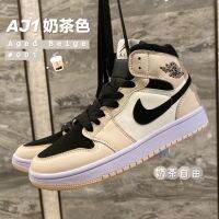 Ready Stock HOT [Original] ΝΙΚΕ A J 1 High Womens Basketball Shoes Fashion Sports Shoes Milk Tea Color Matching Pink Black 36-40 {Free Shipping}