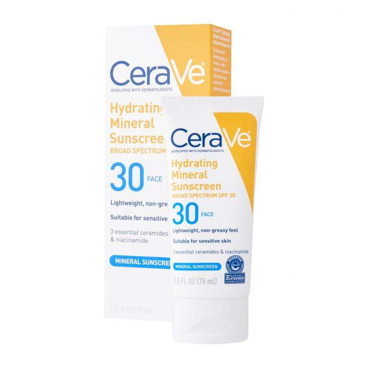 CeraVe Hydrating Mineral Face Sunscreen Lotion SPF 30 With Zinc Oxide