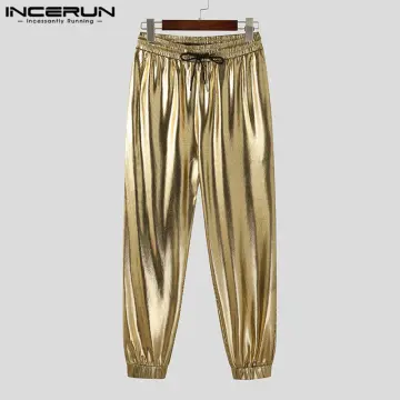 Parklees Men's Metallic Gold Straight Leg Nightclub Trousers