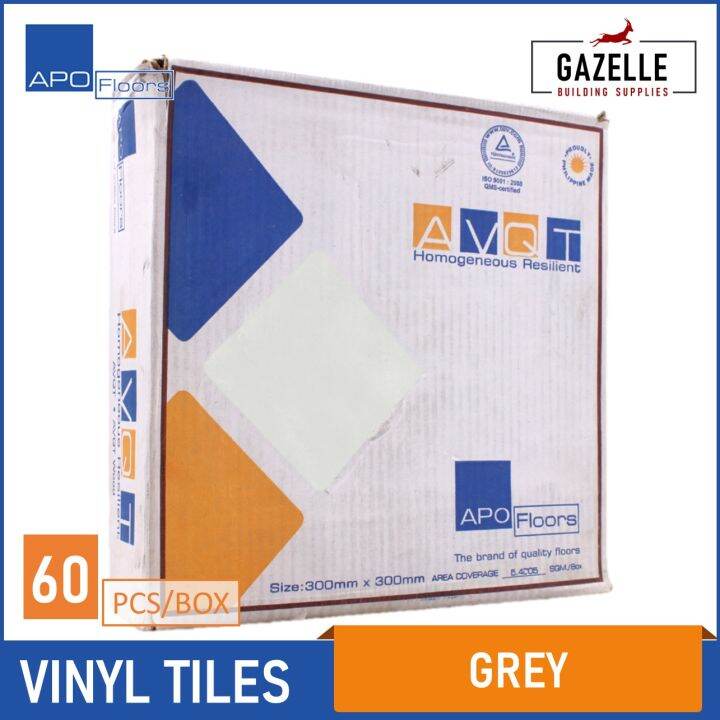 Apo Floor Vinyl Tiles AVQT 1.3mm Grey 60pcs / Box 11.11sqm Coverage