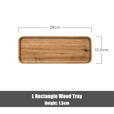 1Pcs Acacia Wood Serving Tray Square Rectangle Breakfast Sushi Snack Bread Dessert Cake Plate With Easy Carry Grooved Handle