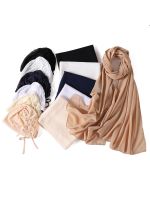 【YF】 Chiffon Hijab 2 Piece Set Net Undercap Underscarf Caps Women Headwrap Scarf Ladies Muslim Fashion Clothing Shawl