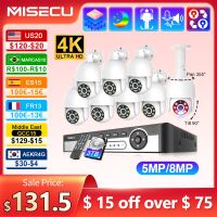 Misecu 8CH ระบบกล้องวงจรปิดกล้องโดม PTZ แบบ POE 4K 5MP,ตรวจจับมนุษย์อัจฉริยะ8MP กล้องวงจรปิดแบบ NVR ชุดเฝ้าระวังวิดีโอกลางแจ้ง H.265