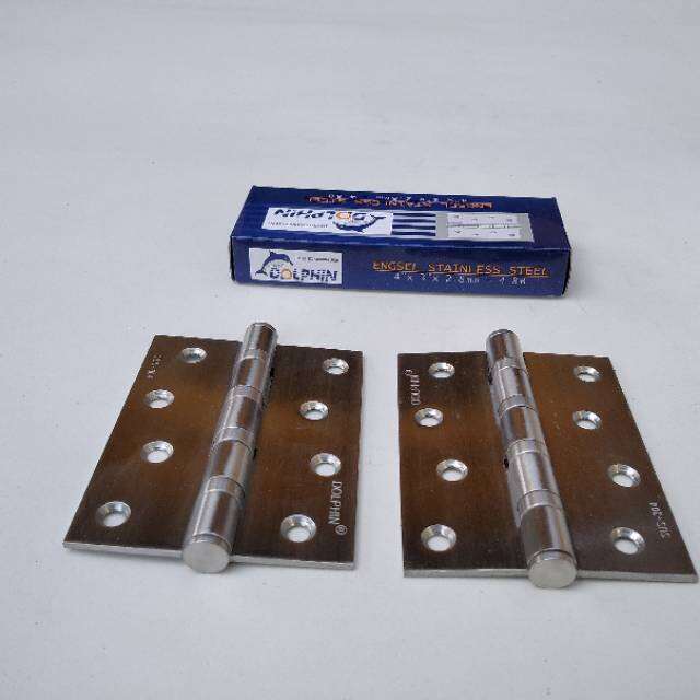 Paket Biji Engsel Pintu Inchi Lobang Dolphin Sus Stainless Stell Tebal Mm X X