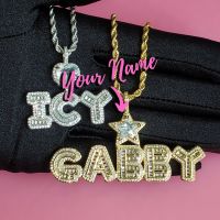 ❧  Personalized Nameplate With Bail Star Bail Custom Letters Pendant Hip Hop Necklace Jewelry Gifts for