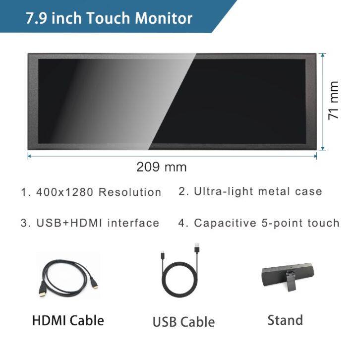 7.9 Inch Wide Mini Touch Screen 400x1280 Tela Hdmi Laptop Screen Aida64 