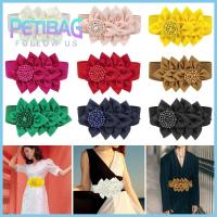 PETIBAG การตกแต่งดอกไม้ สายคาดเอวยืด ความกว้างกว้าง สีทึบทึบ เข็มขัดสำหรับตกแต่ง ประณีตประณีตประณีต ลำลองแบบสบายๆ เข็มขัดรัดเอว สำหรับผู้หญิง