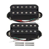 ชุดปิ๊กอัพคอยล์คู่สีดำคอ &amp; สะพาน Humbucker Pickup 2ชิ้นสำหรับกีตาร์ไฟฟ้าเซรามิก