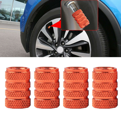 4PCS Orange Auto Car TireRim Valve Wheel Air Port Dust Cover Stem Caps Universal Exterior Parts Accessories Car Products