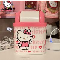 ✧✤ Kawaii Hello Kitty Cartoon Desktop Trash Can Mini Office Living Room Home With Cover Square Auto Accessorie Garbage Storage Bin