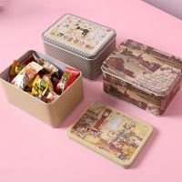 1PC Vintage Stamp Farm Wrought Iron Square Candy Storage Box Tea Leaf Sundries Container Case Metal Jewelry Packaging Gift Box Storage Boxes
