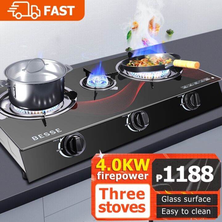 Gas stove 3 burner gas stove desktop 4.0KW firepower design energy saving and high efficiency