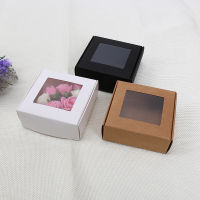 10Pcs Kraft paper box handmade living packing box gift wedding candy holiday gift box window transparent airplane box