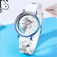 Snoopy Peanuts For Women Watch Hollow Skeleton Cartoon Dial Girl Quartz Wristwatch Silicone Graffiti Strap New Relogio Feminino