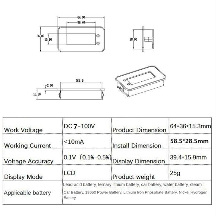 ipx7-waterproof-battery-monitor-7-100v-battery-capacity-tester-meter-with-buzzer-alarm-temperature