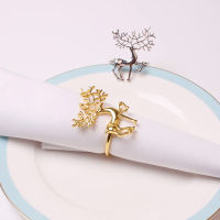 Xiu126Pcs Christmas Reindeer Napkin Rings Gold Sliver Elik Napkin Holder Christmas Party Home Dinner Table Decoration New Year Noelc12-58