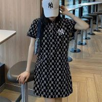 South Korea NY Yankees dress summer new old flower embroidery full standard casual POLO short-sleeved dress ins